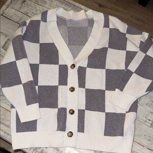 Checkered Gray and White Men's Sweater